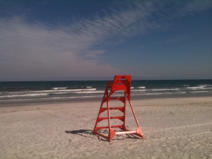 Lonesome guard tower on south Jax Beach